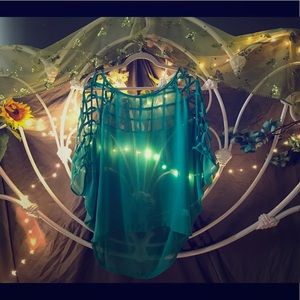 Caged turquoise Millau Blouse Small